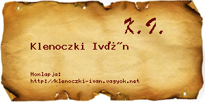 Klenoczki Iván névjegykártya